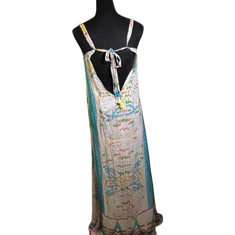 Anthropologie Calesso Maxi Dress V-Neck Open Back Colorful Print Size‎ US 6 - Picture 3 of 8